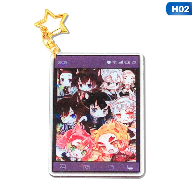 KEY5662H02 Demon Slayer: Kimetsu no Yaiba аниме-брелок для ключей квадратный Шарм акриловый брелок Подвеска подарок - Цвет: KEY5662H02