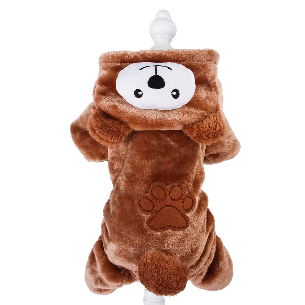 Pet Four-legs Cartoon Hoodies Autumn Winter Polar Fleece Thick Cats Dogs Clothes Brown Bear Cosplay Costume for Cats Small Dogs (8)