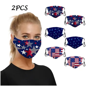 

2PCS Star Printed Face Mask Reusable Washable Mouth Mask For Adult Breathable Cotton Mask Adjustable Earloop Mouth Face Covers