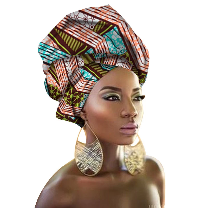 Модный принт тюрбан Африканский шарф повязка на голову женские аксессуары для волос девушки голова бандана традиционный богатый Базен Дашики одежда - Цвет: 6