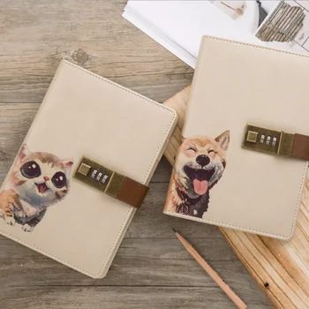 

B6 cute pet series with lock password cartoon stationery painted multi-function notebook creative stationery notebook diary