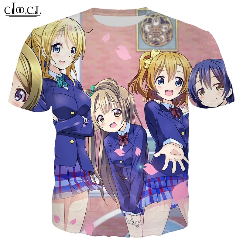 Модная классическая футболка для девочек в стиле аниме Love Live, для мужчин и женщин, 3D принт, хипстер, короткий рукав, спортивная одежда для бега, хип-хоп, уличная одежда, топы