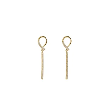 

CH-258 Korea hot fashion jewelry high-grade gold alloy crystal earrings simple design earrings for women gift