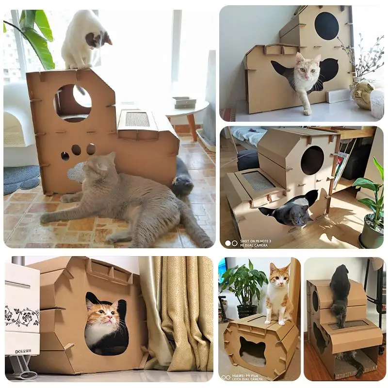 Гофрированное гнездо для кошек игрушка домик кошачий царапин двухслойный