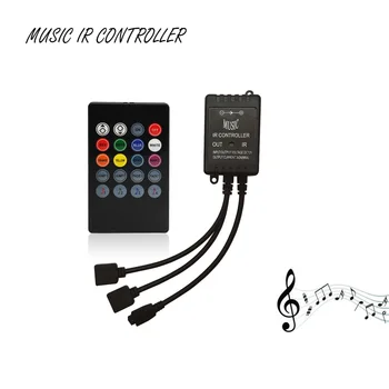 

20 Key Music IR Controller Black Sound Sensor Remote For RGB LED Strip DC 12 Led Controller Connect With 2 Led Strip