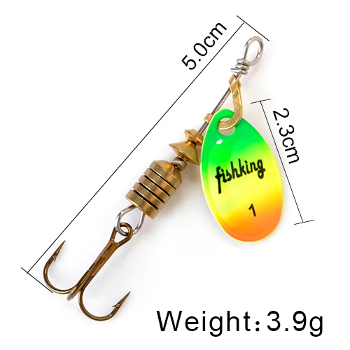 FISH KING Spinner Bait 3.9g 4.6g 7.4g 10.8g 15g Spoon Lures pike Metal With Treble Hooks Arttificial Bass Bait Fishing Lure as photo