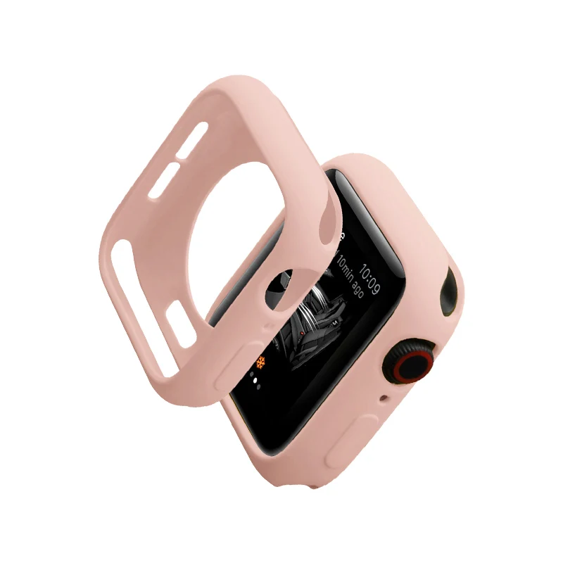 Pink Силиконовый чехол для apple watch series 5, 4, 3, 2, 1, цветной защитный чехол для iWatch 38 мм, 42 мм, 40 мм, 44 мм, ультратонкий ремешок - Цвет: Pink