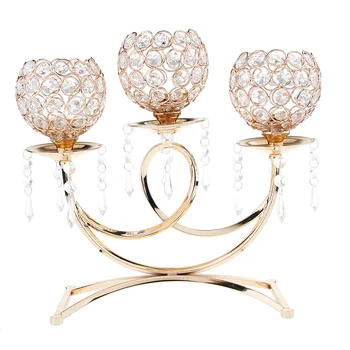 

Crystal Metal Votive Candle Holder 3-arms Candle Stand 36cm Tall Wedding Event Candelabra Candle Stick Decor Crafts