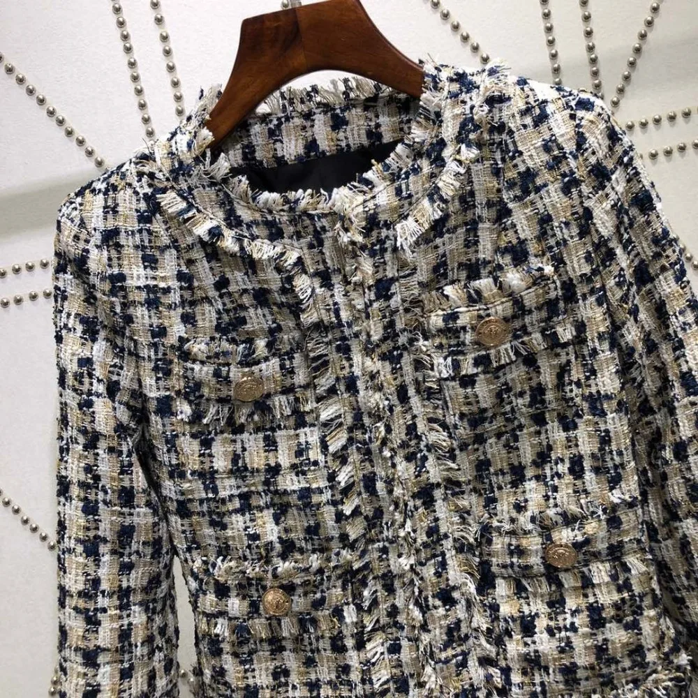 2019FW осенние новые женские твидовые куртки пальто+ юбка женские клетчатые повседневные костюмы 2 шт наборы rmsx 10,12