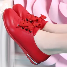 Feerldi czerwone damskie mieszkania buty damski, wiosenny jesień wodoodporne skórzane trampki kobieta Student Girls obuwie miękkie Chaussure Femme