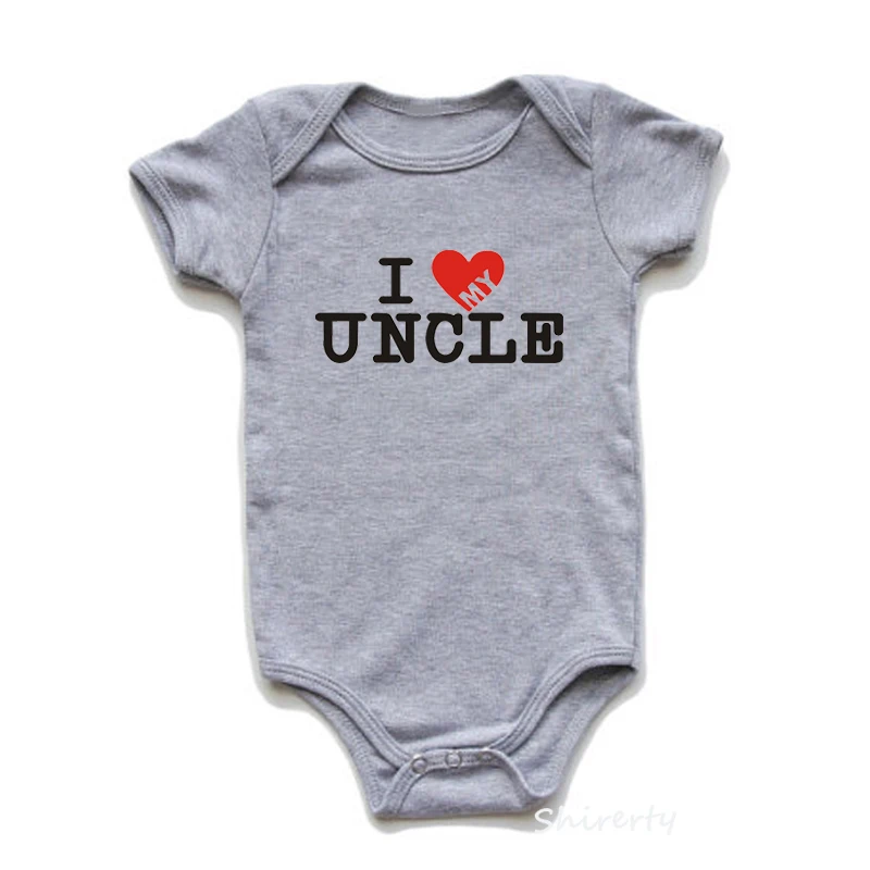 2-Grey Белая одежда для новорожденных с надписью «I Love Uncle Aunt»; детские комбинезоны унисекс из чистого хлопка; летние детские комбинезоны с короткими рукавами; Одежда для новорожденных - Цвет: 2-Grey