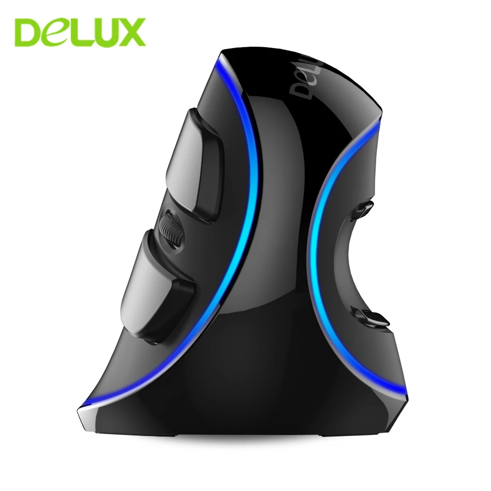 buy Delux M618 Plus Wired Mouse With Blue Light Gaming Computer Mause Vertical Ergonomic Optical Mice For PC Desktop Notebook Laptop