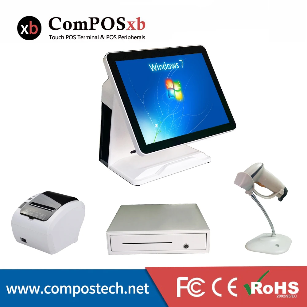 Compolxb Сенсорный экран весь набор pos система кассовый ящик Сканер Принтер pos pc