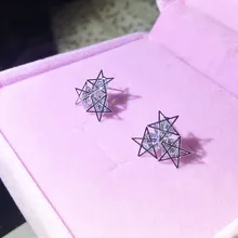 Простые стразы, серьги в виде звезд, компактный дизайн, серьги для женщин, маленькая мочка уха, темперамент, серьги, S925 Серебряная игла