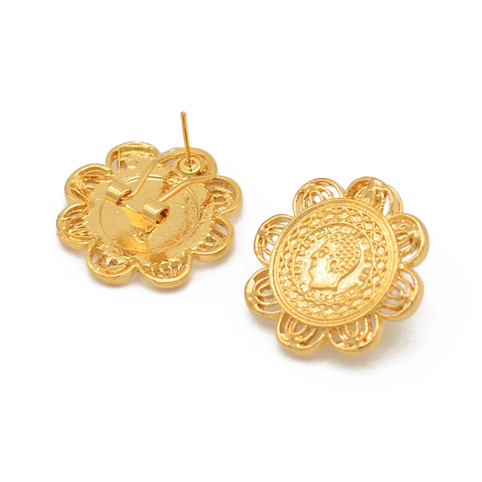 

Coins Earrings for Women Girls Ethiopian Clip Earrings Gold Color for Kids Jewelry Birthday and Wedding Gifts