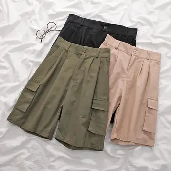 

Loose Casual Biker Shorts Women Korean Style Midi Straight Summer Shorts Women Army Green Streetwear Short Femme Trousers C6256