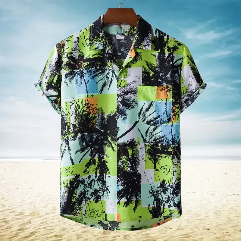 Chemise Hawaïenne Caribbean Joe Homme – Soie Vert Pâle, Manches Courtes, Taille L, état Parfait