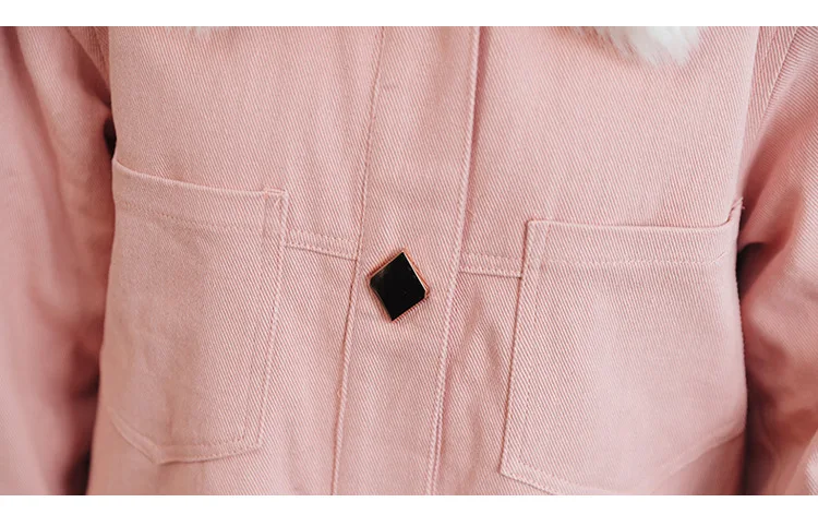 Y9398 Jeans Coat Women's Short Korean-style Brushed And Thick Lambs Wool Large Size Cotton-padded Clothes