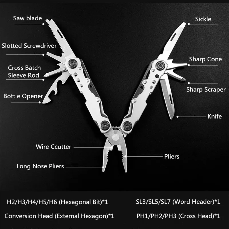 Многофункциональные плоскогубцы для походов на открытом воздухе Складная отвертка для тактического ремонта Мультитул военный из нержавеющей стали EDC gear