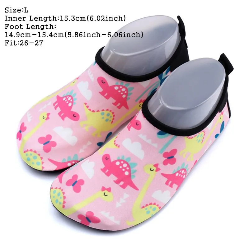 1--L Toddler Kids Swim Water Shoes Cute Cartoon Dinosaur Monster Print Non-Slip Rubber Sole Quick Dry Barefoot Aqua Beach Pool Socks - Цвет: 1--L
