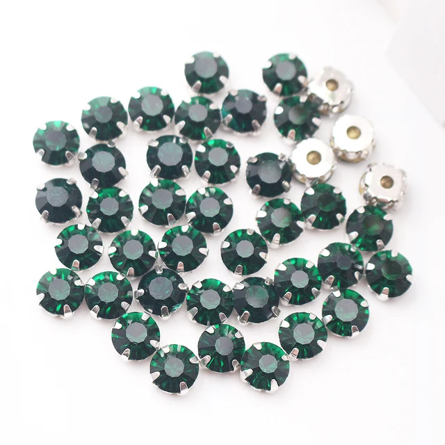Promotion SS12-SS40 Crystals Claw Cup Rhinestone shiny strass stones metal base Fabric beads Craft Top Rhinestones For Clothes emerald