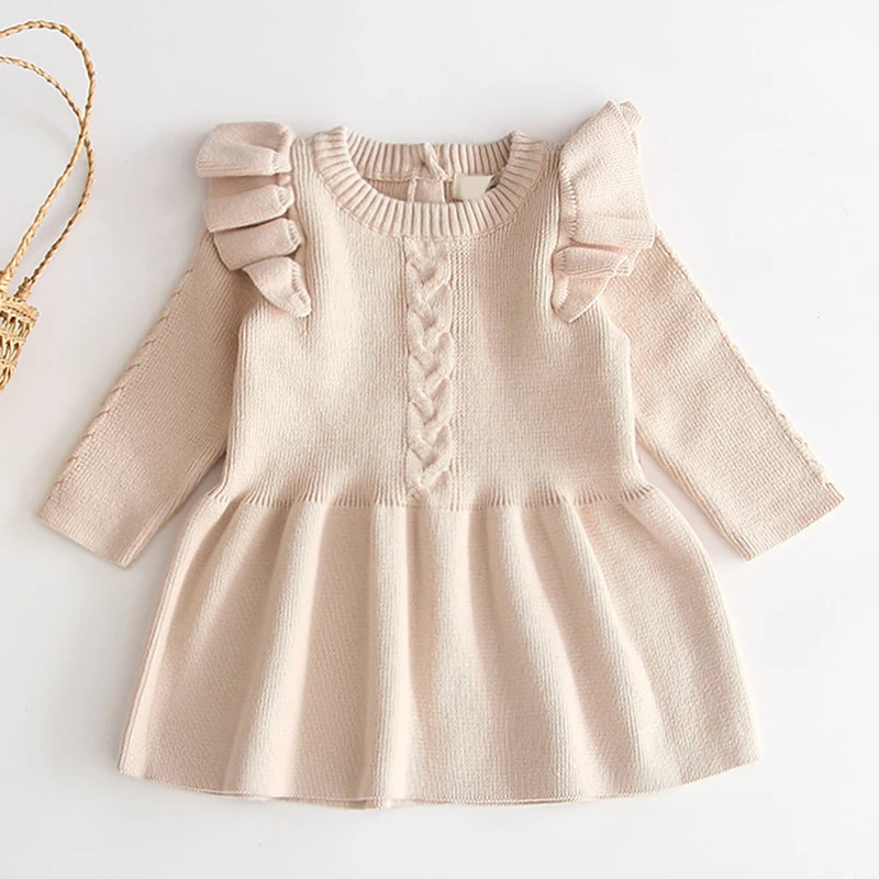 Г. Одежда для маленьких девочек осенне-зимнее рождественское платье для младенцев вязаное платье Детское теплое вязаное платье-свитер, платье на первый день рождения