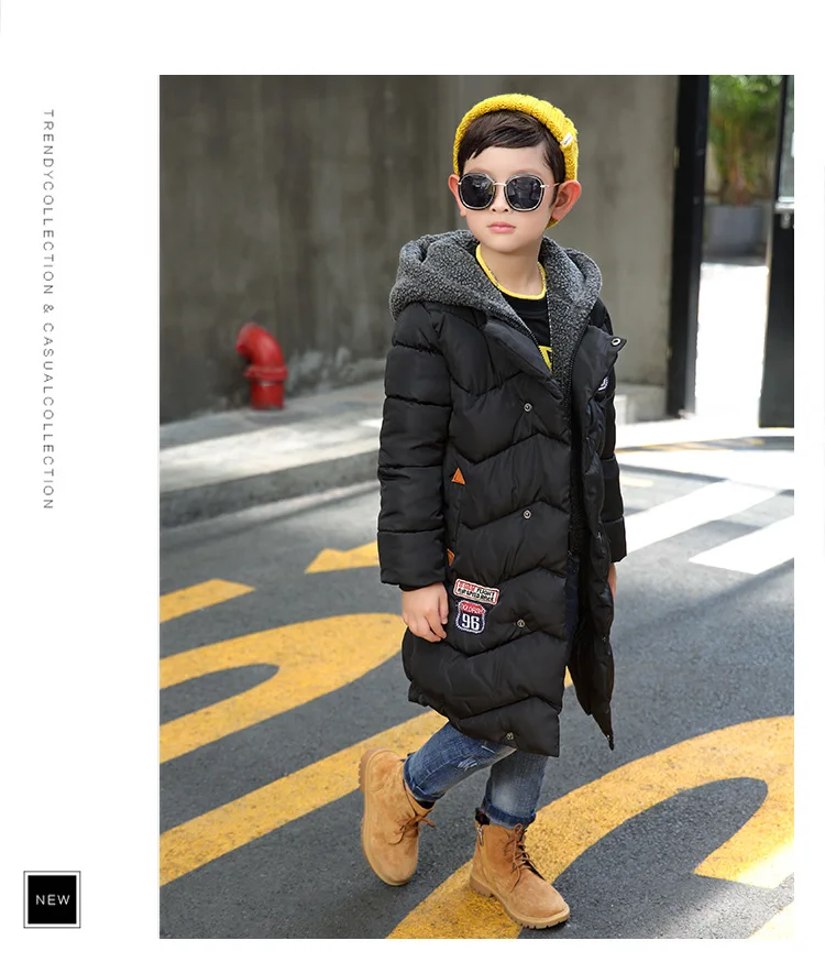 Winter New Style Childrenswear BOY'S Korean-style Long Sleeve Thick 96 Cotton-padded Clothes Big Boy Cotton-padded Jacket C