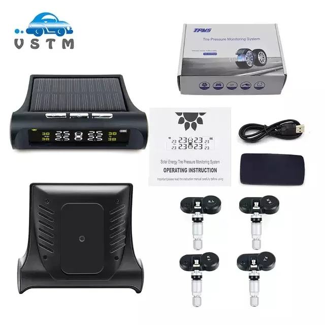 TPMS Солнечный беспроводной монитор давления в шинах встроенный жидкокристаллический цветной экран звуковой сигнал подсказки система давления в шинах