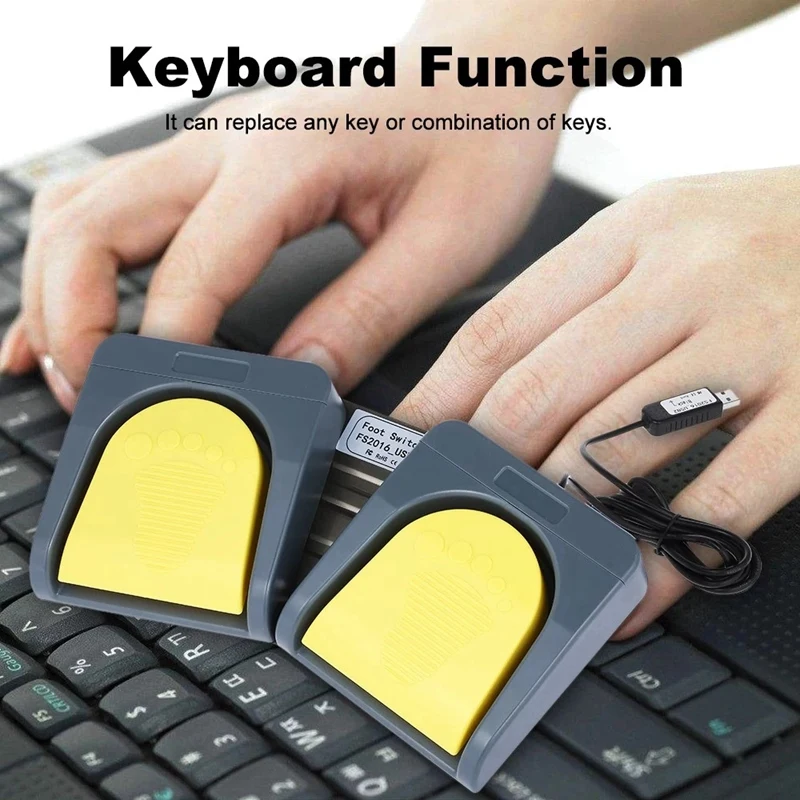 PCsensor USB 2 ножной переключатель клавиатура управления мультимедийная клавиатура геймпад мышь струна педаль действия серый с желтым