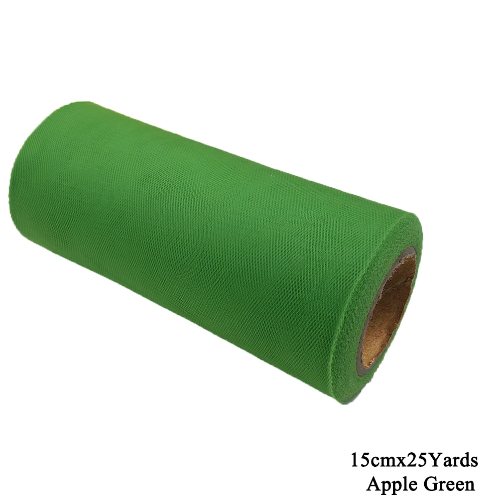 Apple Green 6inch Star Tulle Roll 15cm 25Y Glitter Sequin Organza Mesh DIY Tutu Skirts Poms Laser Craft Birthday Wedding Shower Party Supply - Цвет: Apple Green