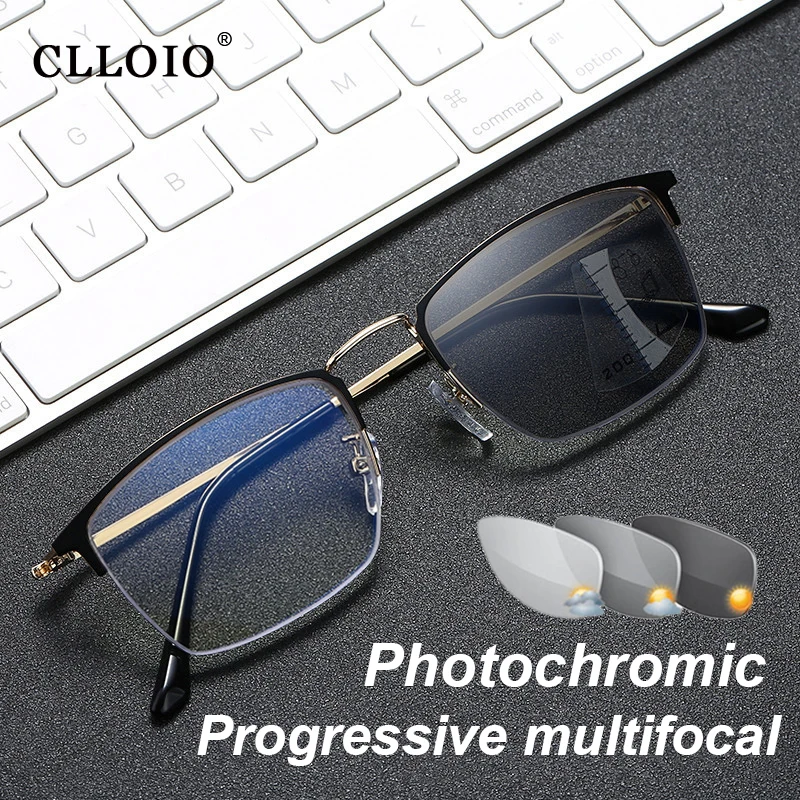 Фотохромные очки для чтения CLLOIO из титанового сплава мужские прогрессивные