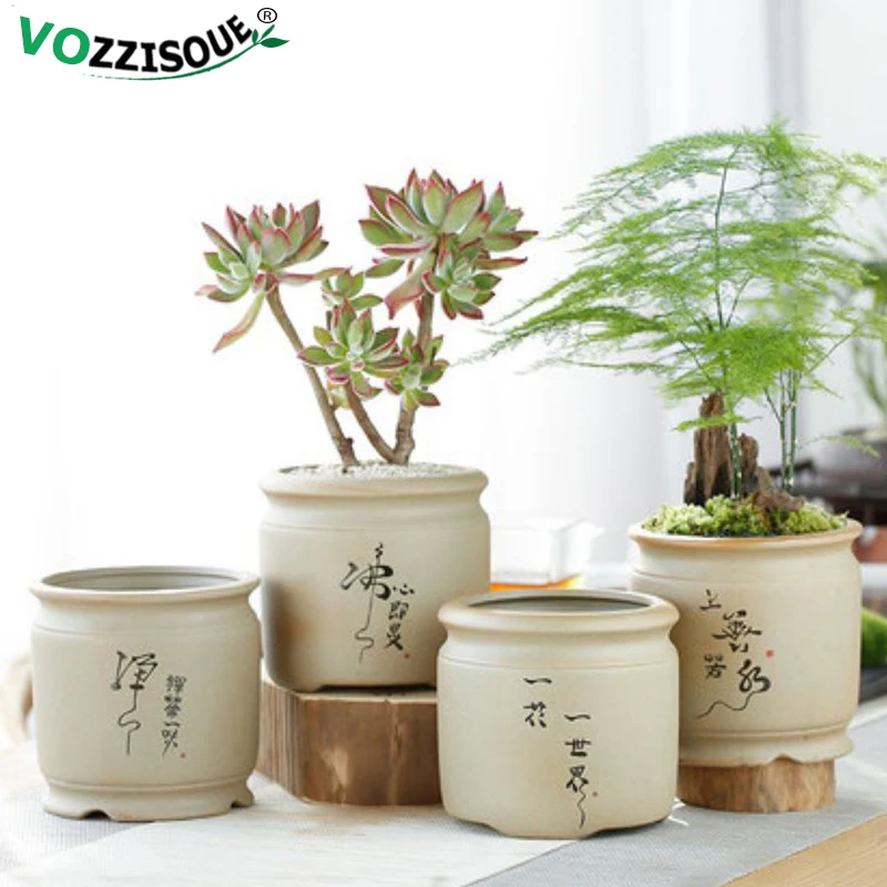 Chinese Style Succulent Pots Planter Ceramic Process Indoor Flower Succulent Pots Planter Ceramic
