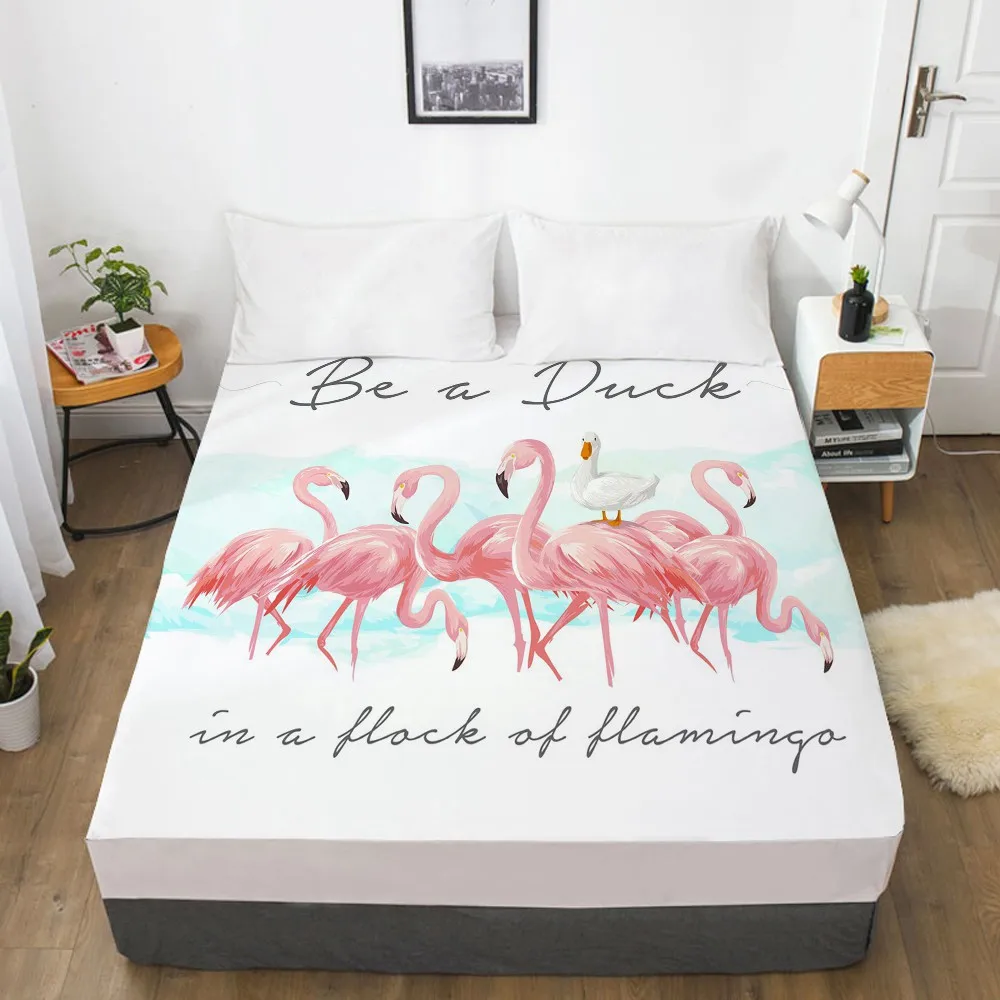 

1 Pcs Flamango Printed Soft Fitted sheet With Elastic Band solid Bed Sheet Cover-Wrinkle,Stain and Abrasion Resistant Sheets