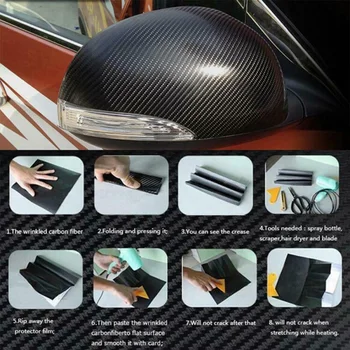 

4D Decals Carbon fiber Car stickers Exterior Trim 30x152cm Sticker Vinyl Wrapped