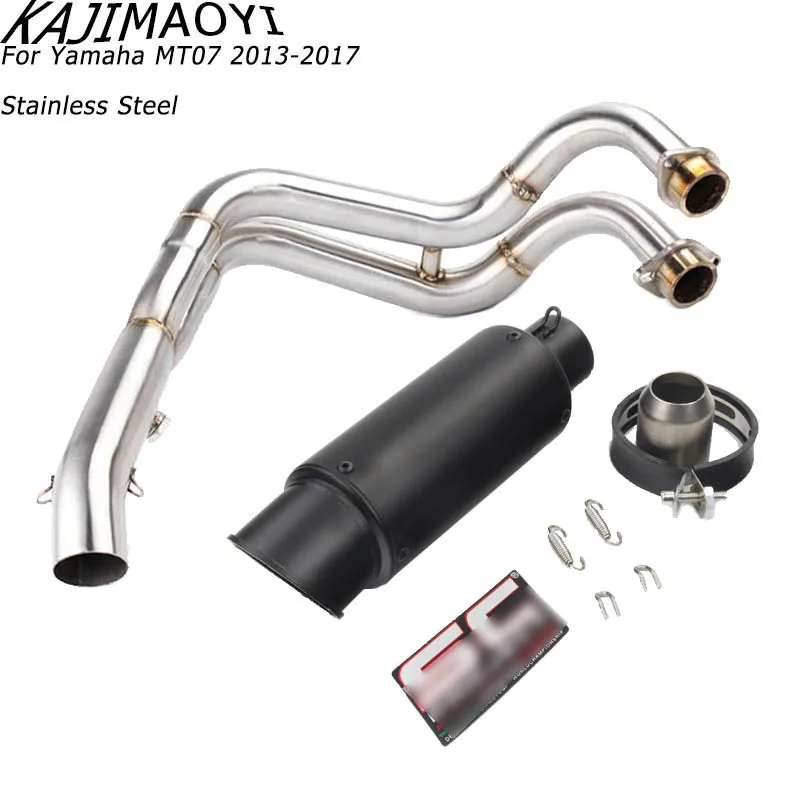 KAJIMAOYI Motorcycle мотоцикл полная выхлопная система слипоны трубы углеродного волокна выхлопной глушитель для Yamaha MT07 FZ07 - Цвет: J Stainless