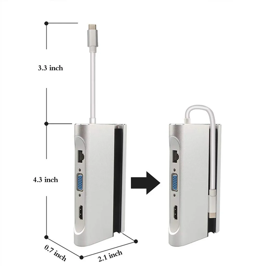 Type-C USB3.0 для Lan HDMI VGA адаптер концентратор RJ45 type-C зарядное устройство Z903
