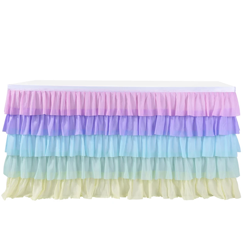 Rainbow Tablecloth Table Skirt 6 Colors Rectangular Table Birthday Party Christmas Decoration Easy To Install