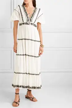 

Long Dress Top Quality Elegant Fashion Puff Sleeve V-Neck Vintage Dress Evening Party Dresses Women