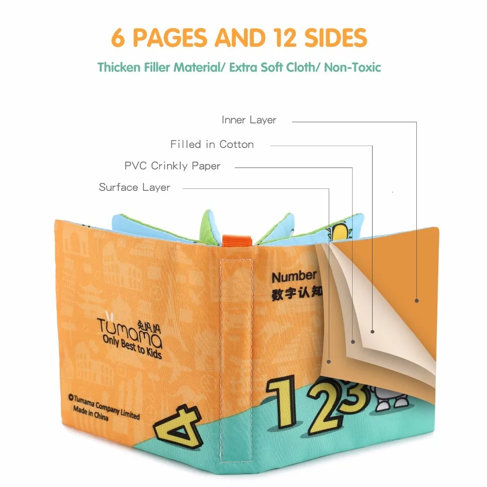 Tumama, подарок для новорожденного ребенка, скретч, ткань, книги, Bebe, игрушки, обучающая игрушка, эхолот, буквенный номер, детская погремушка в коляску, игрушка