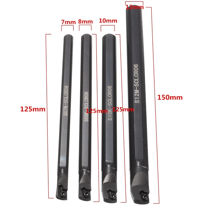 4 Набор из 7/8/10/12 мм Sclcr токарный станок для расточки инструмент держатель+ 10 шт. Ccmt 0602 вставки
