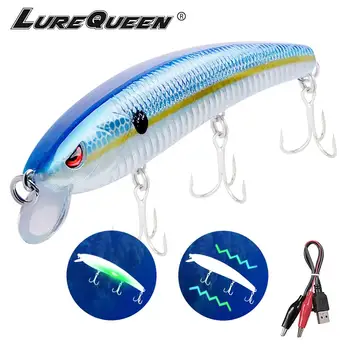 

12.5cm 26g Jerkbait Electric Vibration LED Fishing Light Attractant Lure Twitching Bait Rechargeable Lures Wobblers Minnow Bass