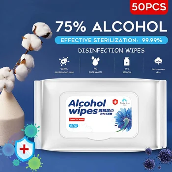 

50Pcs 75% Alcohol Disinfection Wipes Bady Kid Children Sterilization Antiseptic Pad Suction Portable Cleaning
