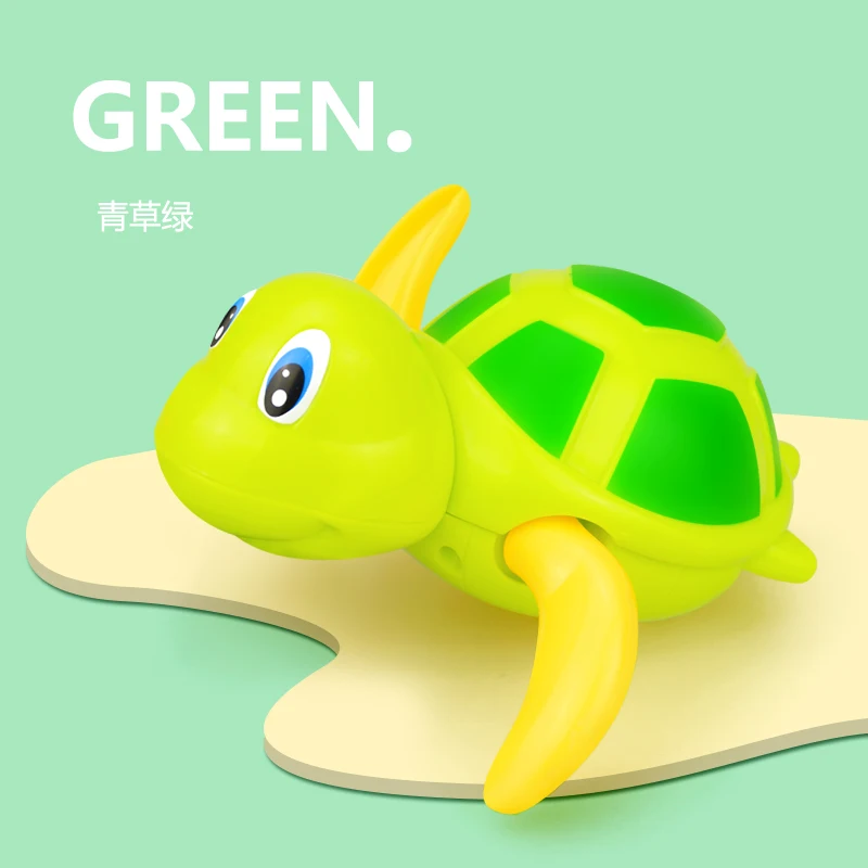 Милые Мультяшные морские животные Черепаха Игрушки для ванны Классические детские игрушки для игры в воду черепаха плавающая заводные на цепочке игрушки для детей - Цвет: Зеленый