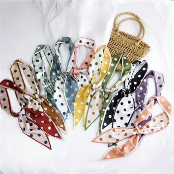 

2020 New Spring Summer Long Skinny Polka Dot Neck Scarf Bandana Neckscarf Women Handbag Bag Handkerchief Hair Headband Scarfs