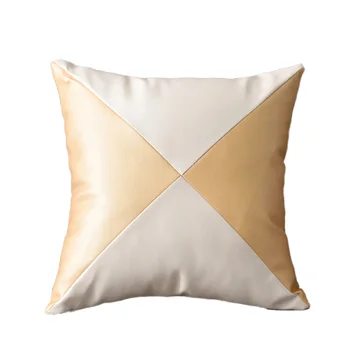 

Light luxury PU super soft leather cushion cover 45*45 geometric patchwork pillow cover sofa bed car home decorative pillowcase