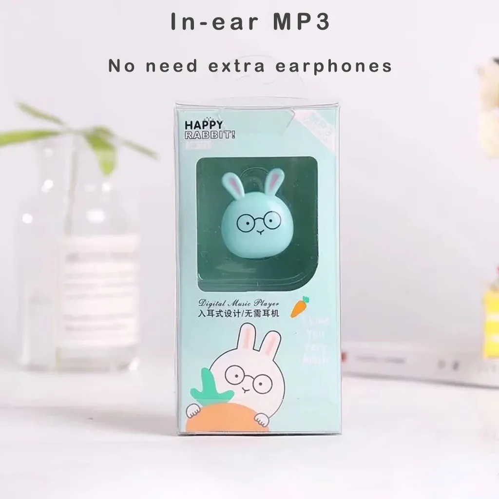 Мультяшная забавная форма кролика мини наушники-вкладыши mp3-плеер Поддержка TF карты портативный мини MP3-плеер спортивный подарок для детей z0829