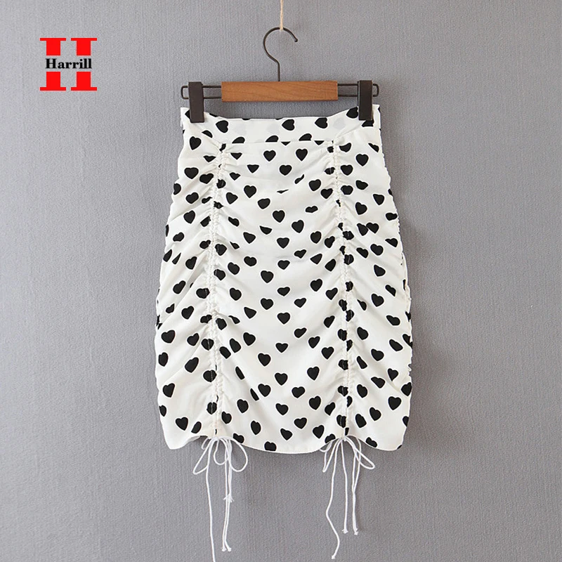 

Harrill LOVE Pattern High Waist Skirts Women's Pleated Drawstring Lace-up Design Skirts For Women Clothing Cute Skirt Summer