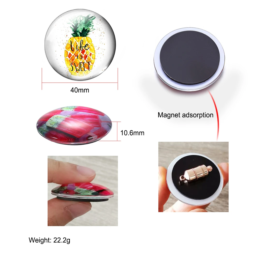 40mm Glass Cabochon Square Shaped 10Set Birthday Gift Fridge Magnetic Stickers 