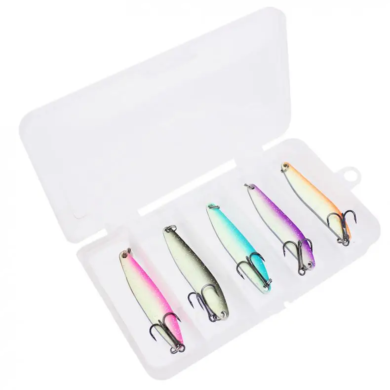 5pcs lot 6.5cm 13g Metal Sequin Spinner Noctilucence Luminous Fishing Lures Jig Bait with Box
