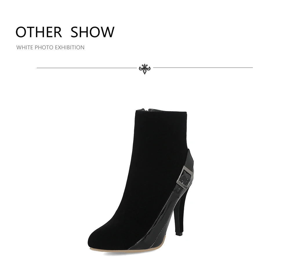 BESCONE/пикантные женские ботинки до середины икры с острым носком; зимняя обувь ручной работы из микрофибры на тонком каблуке; Базовая Пряжка; женские ботинки; BM321